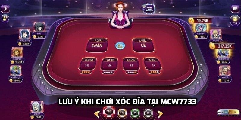 Lưu ý khi chơi xóc đĩa tại MCW7733